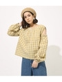 GINGHAM OPEN SHOULDER TOPS/柄LIME5