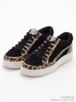 LEOPARD SWITCHED SNEAKERS/BLACK