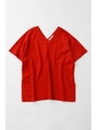 LINEN BLEND V NECK トップス/RED