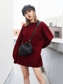 SQUARE NECK BULKY KNIT OP/RED