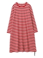 STRIPED A-LINE DRESS/レッド