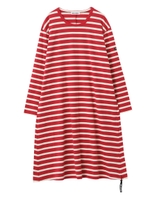 STRIPED A-LINE DRESS/レッド