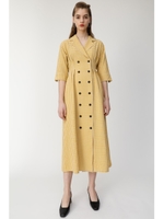 TAILOR COLLAR CHECK シャツドレス/柄YEL5
