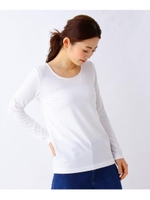 UネックプレーンロンＴ/ホワイト(002)