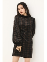 VELOUR GATHER SLEEVE OP/BRN