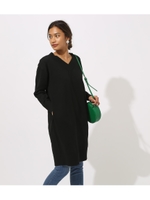 VNECK KNIT ONEPIECE/BLK