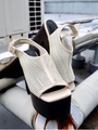 WOOD BULKY SLING BACK SANDALS/WHT