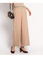 [L]ソフトサキソニーワイドパンツ/ベージュ(052)