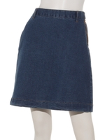 ・配色ステッチデニムミニSK/ブルー