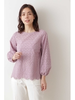 ｜美人百花 4月号掲載｜コットンエンブロイダリーブラウス/ラベンダー(080)