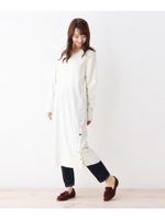 【42(LL)WEB限定サイズ】スリットボタンマキシ丈Vネックニットワンピース/ホワイト(002)