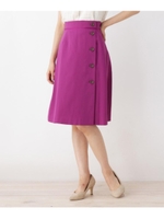 【42(LL)WEB限定サイズ】ボタンフレアスカート/ペルシアンレッド(074)