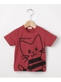 【80-110cm】コットン100%ダモン＆アッシュプリントTシャツ/レッド(062)