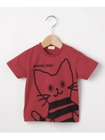 【80-110cm】コットン100%ダモン＆アッシュプリントTシャツ/レッド(062)
