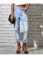 【AnapUSA】ハードダメージフリンジデニム/ライトブルー(038)