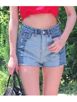 【CHILLE】 イレギュラーカラーデニムショートパンツ/ライトブルー(038)