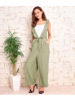 【CHILLE】ショルダーフリル深Vオールインワン/グリーン(012)