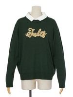 【F i.n.t】衿付きレタードニットプルオーバー/GREEN