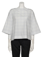 【HONEYCHURCH】ドットチェックブラウス/ブルー