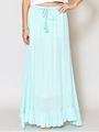 【Kahiko】レーヨンクレープ刺繍ロングスカート/ミント