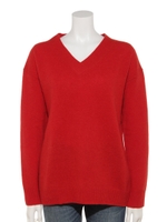 【LUNARIA】ジーロンラム重ねＶネックプルオーバー/レッド