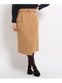 【Lサイズあり】ベルテッドアシンメトリータイトスカート/ベージュ(052)