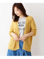 【M-L/洗濯機で洗える】トッパーニットカーディガン/マスタード(033)