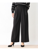 【My style is...掲載】【洗える・34(SS)、42(LL)WEB限定サイズ】ダブルクロスバックルワイドパンツ/ブラック(019)