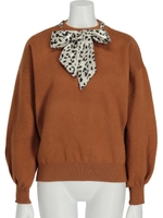 【Rewde】アニマル柄スカーフ付トップス（9R14-C10007）/チャ