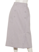 【Rewde】ストライプ前ボタンスカート（0R10-01156）/ベージュ