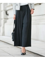 【S-3Lまで/洗濯機可・2WAYストレッチ】ダブルクロスワイドパンツ/ブラック(019)