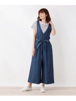 【S-L/2点セット】インナーTシャツ＋Vネックオールインワン/ネイビー(693)