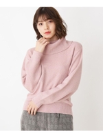 【S-LLあり】もっちりラメ混ブークレーオフタートルプルオーバー/ベビーピンク(071)