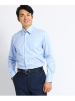 【Sサイズ〜】ブロックピンオックス ビジネスシャツ/ライトブルー(091)