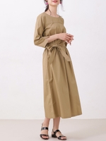 【WEB限定】ウエストベルトギャザーワンピース/ベージュ