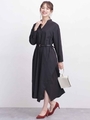 【WEB限定】ボリュームシルエットロングシャツワンピース/ブラック