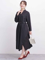 【WEB限定】ボリュームシルエットロングシャツワンピース/ブラック