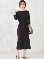 【WEB限定】異ピッチテレコ2重ベルトワンピース/スミクロ