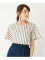 【WEB限定サイズあり】ストライプバックシャンブラウス/ライトベージュ(351)
