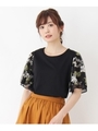 【WEB限定サイズあり】袖チュール刺しゅうプルオーバー/ブラック(019)