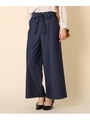 【WEB限定プライス/WEB限定サイズ(LL)あり/手洗い可】リボンベルト デニムワイドパンツ/ネイビー(093)