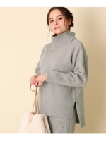 【WEB限定プライス】ケーブルミックス前後差ニット/ライトグレー(011)