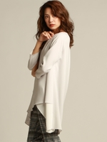 【WEB別注】ガルーダドビークロス 配色ブラウス/ライトグレー