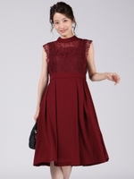 【WEB別注カラーあり】サークルレース使いワンピース/ボルドー