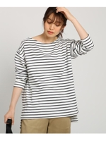 【XS~Lサイズあり・洗える】コットン混ポンチボーダープルオーバー/ホワイト(302)