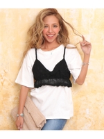 【anap mimpi】 Tシャツ×クロシェキャミソールセット/ブラック(027)