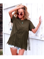 【anap mimpi】 フリンジTシャツ/カーキ(014)