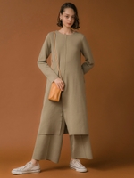【emmi atelier】ロングニットトップス/OLV