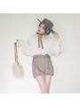 【lottie made】stand collar frill blouse/ホワイト