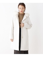 【with1月号掲載】【My style is...掲載】【34(SS) 42(LL)WEB限定サイズ】【3WAY】 ウール混フーデットファーコート/ライトベージュ(051)